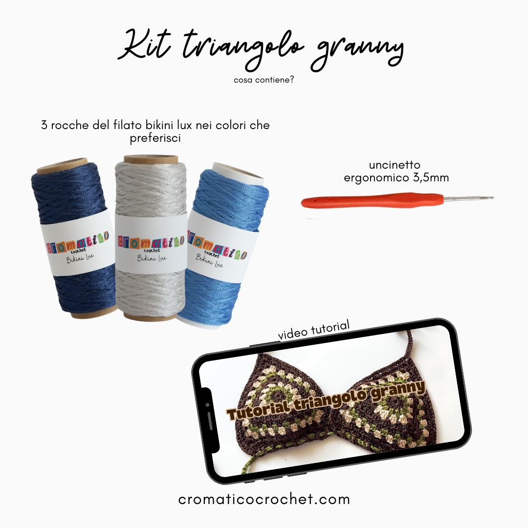 Kit Triangolo Granny square - materiale + video tutorial