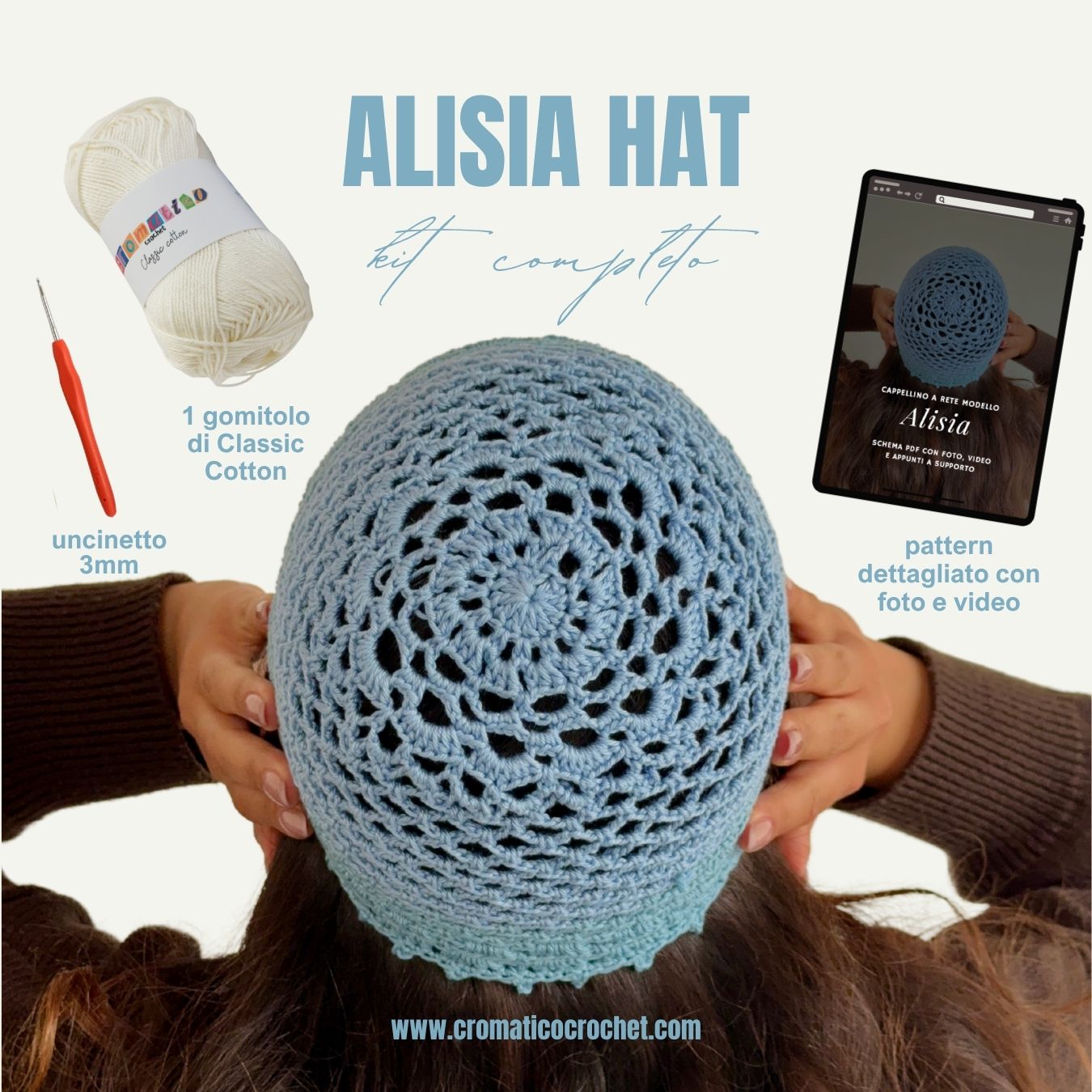 Kit Cappellino a rete | Modello Alisia | Materiale + Schema
