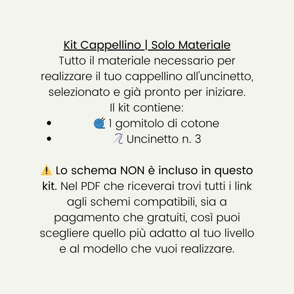 Kit Cappellino a rete | Solo materiale