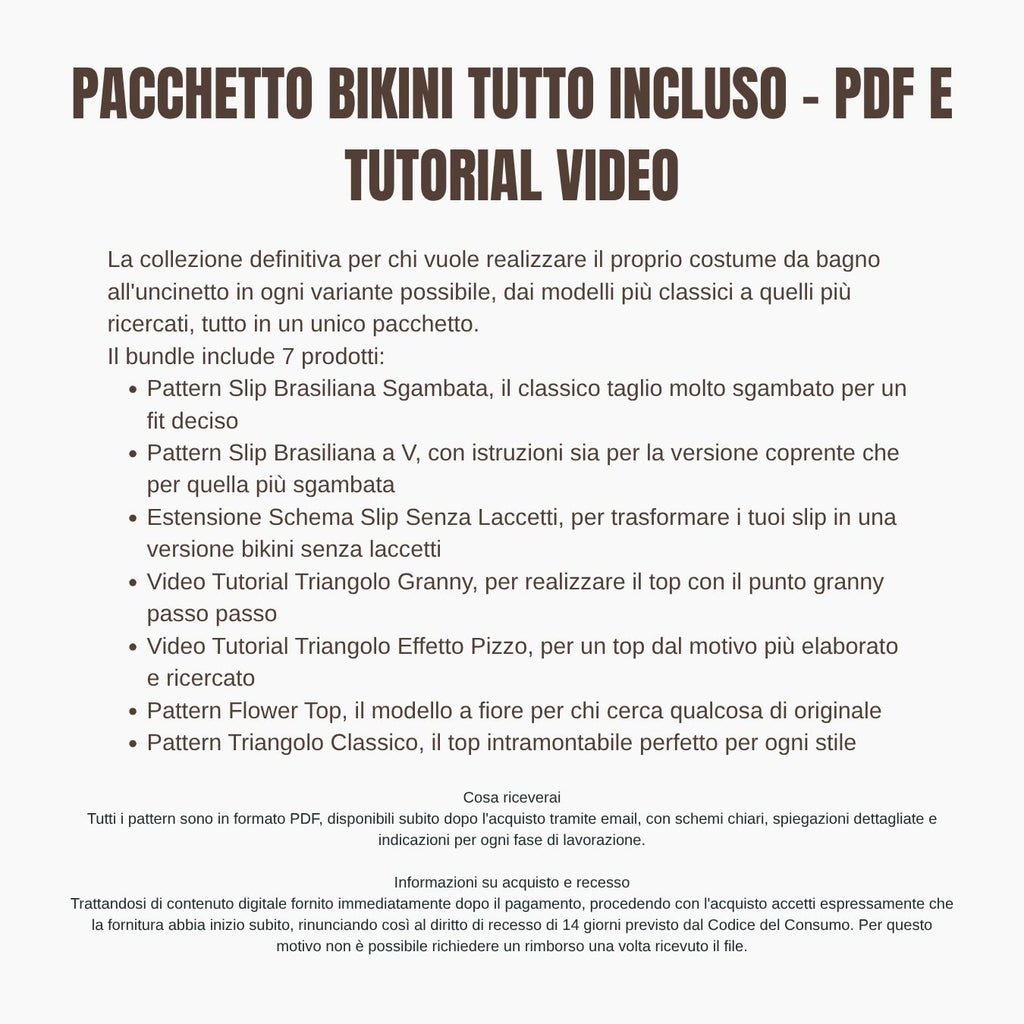 Pacchetto Bikini tutto incluso - PDF e tutorial video