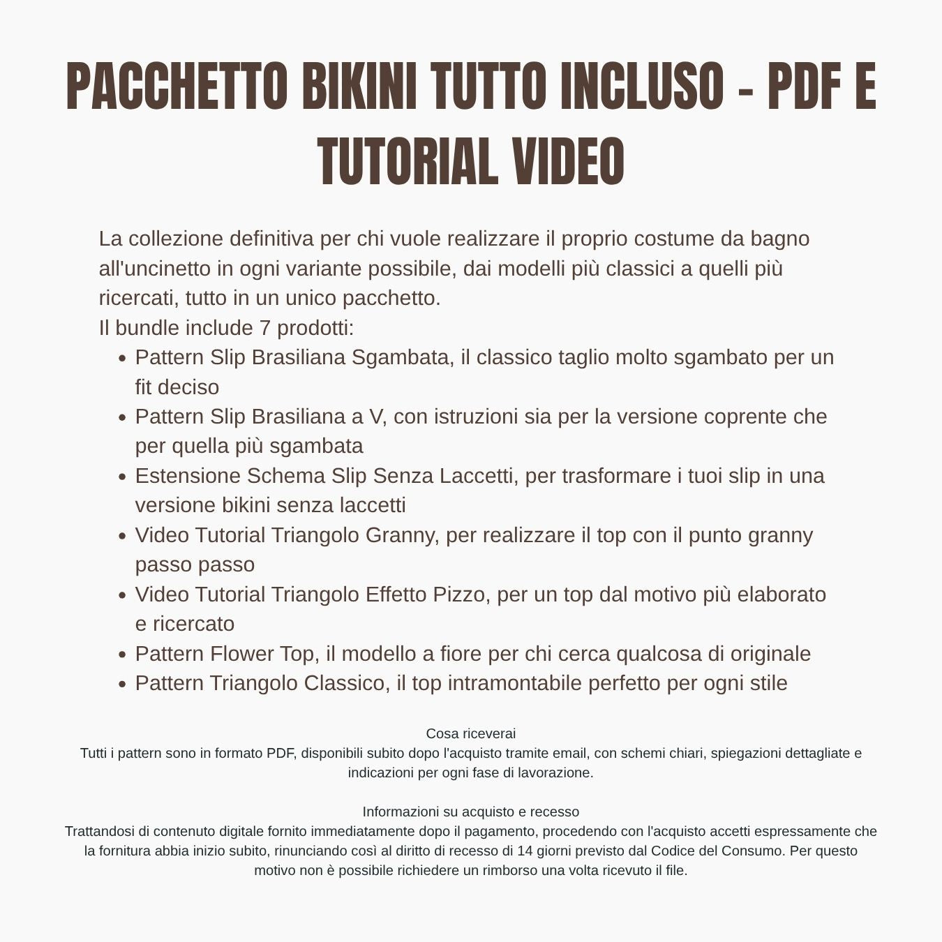Pacchetto Bikini tutto incluso - PDF e tutorial video
