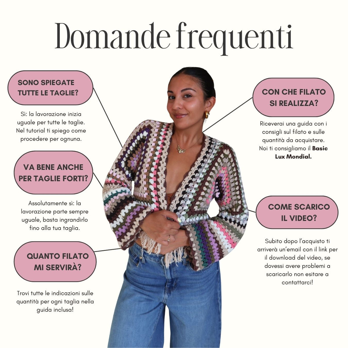 Tutorial cardigan granny con frange