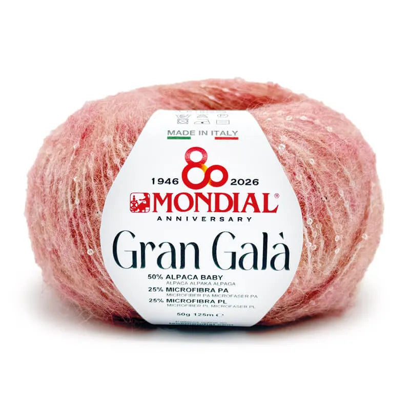 Gran Galà | Mondial | Filato con paillettes | 50% alpaca baby 25% microfibra PA 25% microfibra PL | 50gx125m