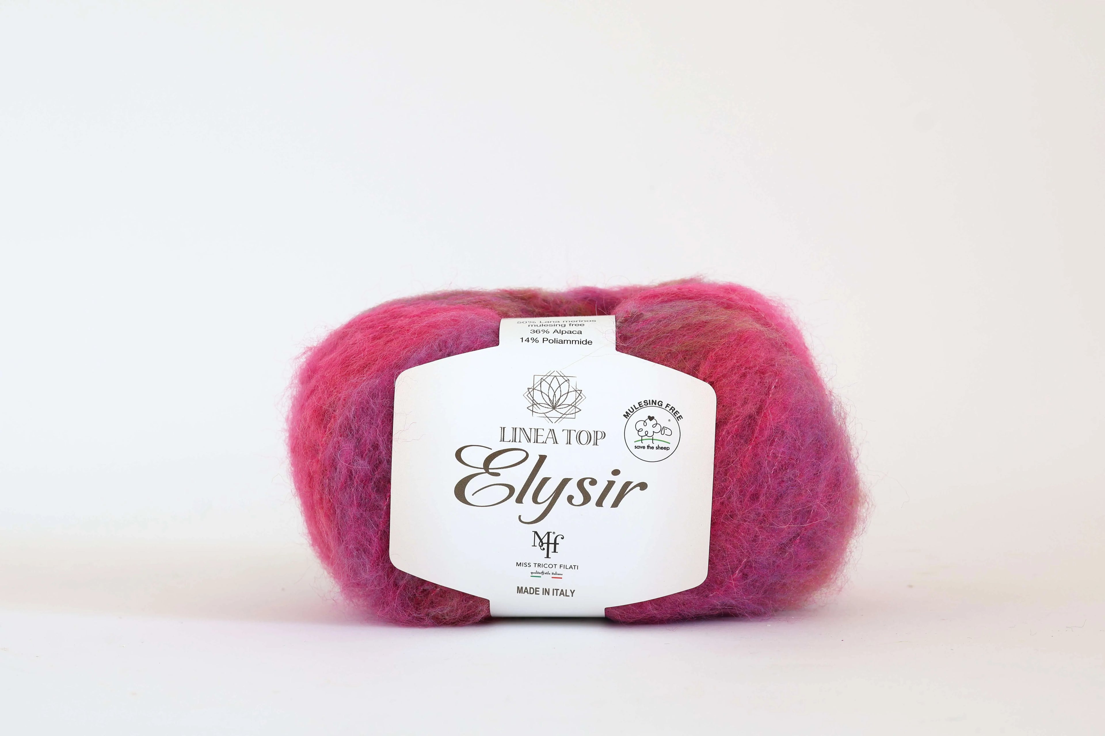 Elysir Miss tricot - 50% merinos mulesing free 36% alpaca 14% poliammide - 50g x 115m
