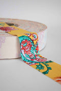 Fettuccia in pizza lycra top quality | Fantasia floreale base gialla