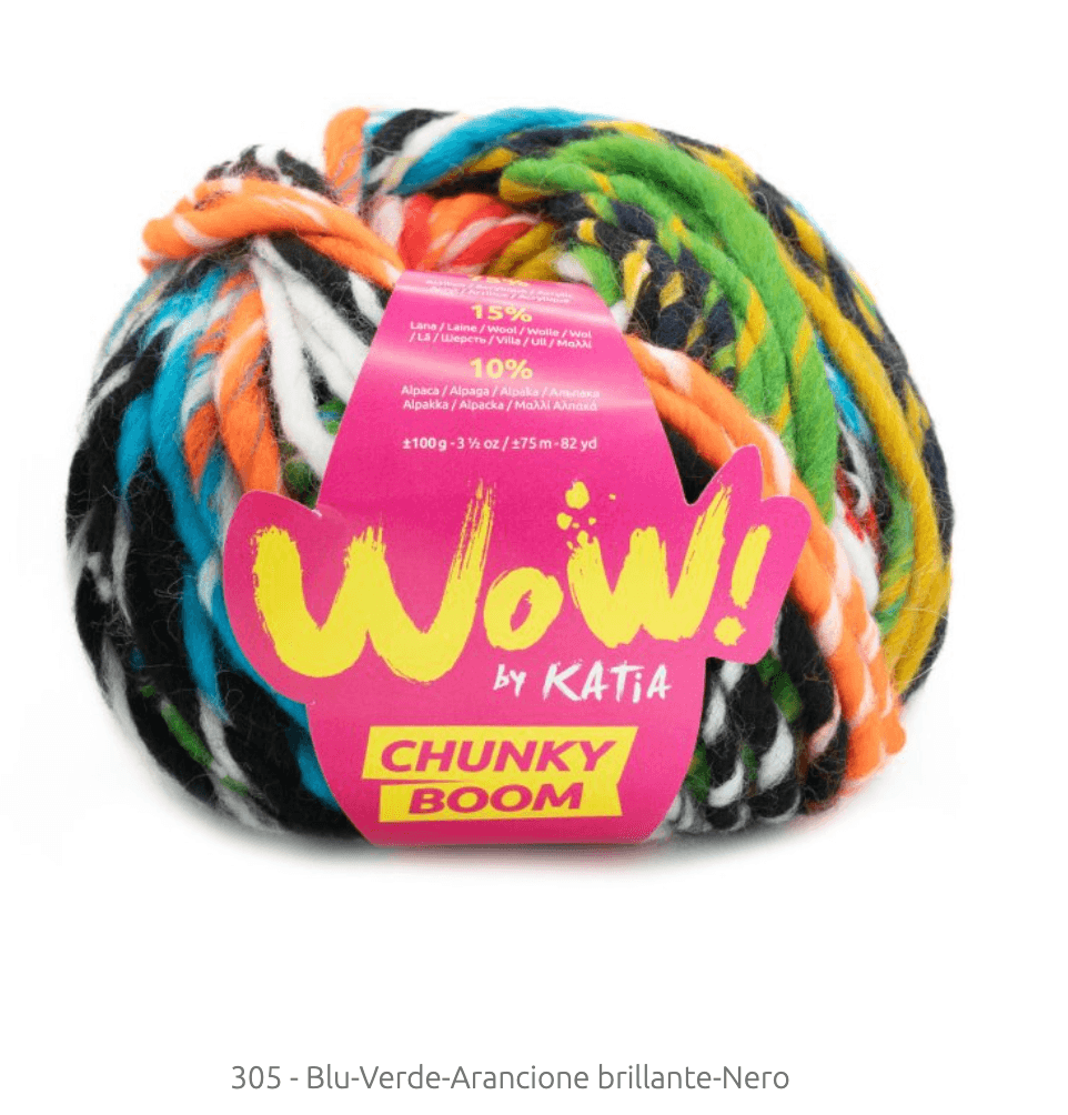 WOW - chunky boom - katia - 75% Acrilico - 15% Lana - 10% Alpaca -100g x 75m