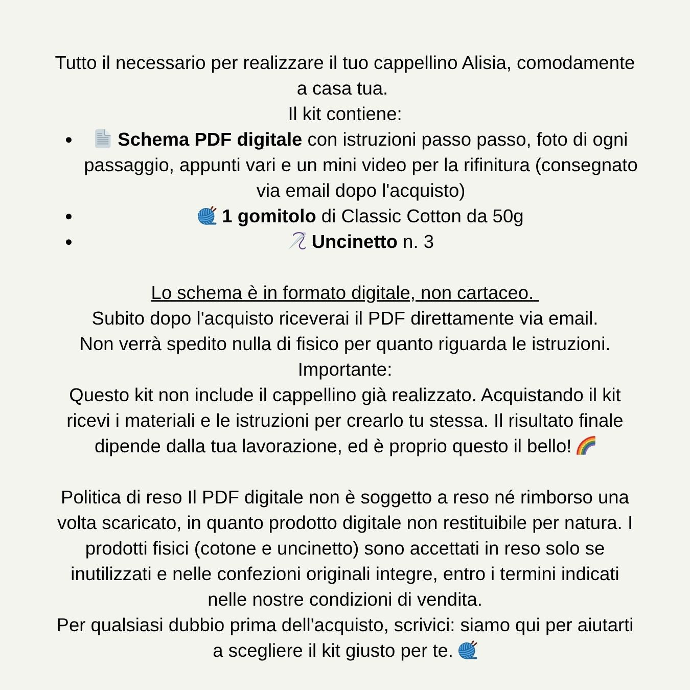 Kit Cappellino a rete | Modello Alisia | Materiale + Schema