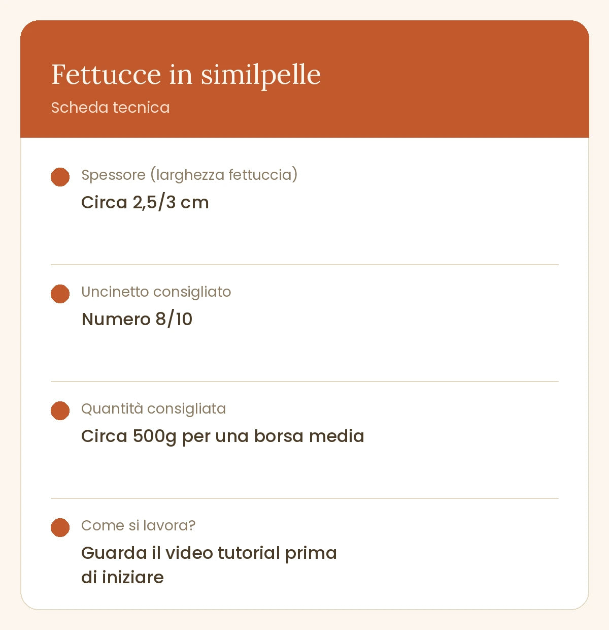 Fettuccia in pizza in similpelle - Cuoio
